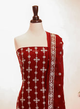 Royal Fashion Embroidered Chiffon Suits Unstitched 2 Piece - RF25EE 109 MAROON